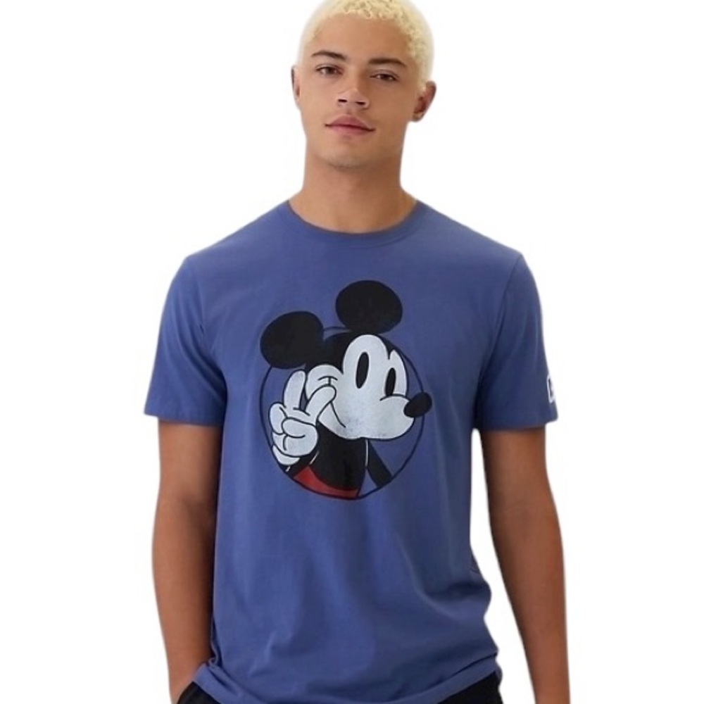 GAP x Disney Mickey Mouse Graphic Tee Blue XXL Limited Collab Vintage Style EUC